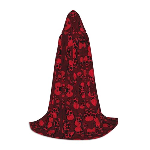 JUANYQME Roter Totenkopf-Aufdruck, Kapuzenumhang für Teenager, stilvoll, bequem, für Kinder, Teenager JUANYQME Roter Totenkopf-Aufdruck, Kapuzenumhang für Teenager, stilvoll, bequem, für Kinder, Teenager von JUANYQME