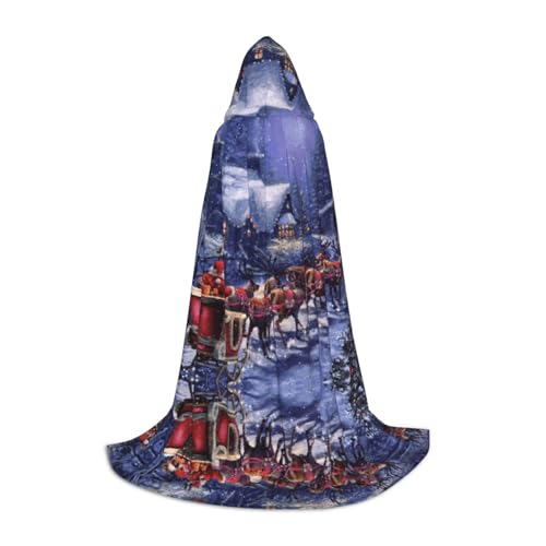 JUANYQME Snow Night Kapuzenumhang mit Weihnachtsmann und Hirsch, für Teenager, stilvoll, bequem, für Kinder, Teenager von JUANYQME