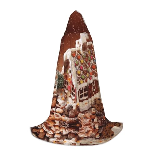JUANYQME Weihnachtlicher Lebkuchenähnliches Dorfhaus-Aufdruck, Kapuzenumhang für Teenager, stilvoll, bequem, für Kinder, Teenager JUANYQME Weihnachtlicher Lebkuchenähnliches Dorfhaus-Aufdruck, Kapuzenumhang für Teenager, stilvoll, bequem, für Kinder, Teenager von JUANYQME