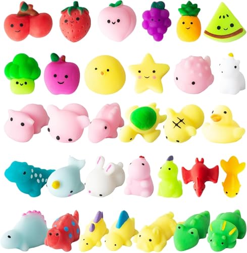 32 Stück Mini Mochi Squishy Set Kawaii Dinosaurier Obst Tier Squeeze Squishies Anti-Stress-Spielzeug Fidget Toy für Jungen und Mädchen Geburtstagsgeschenk Weihnachten Geschenktüten Kindergeburtstag 32 Stück Mini Mochi Squishy Set Kawaii Dinosaurier Obst Tier Squeeze Squishies Anti-Stress-Spielzeug Fidget Toy für Jungen und Mädchen Geburtstagsgeschenk Weihnachten Geschenktüten Kindergeburtstag von JUAUO