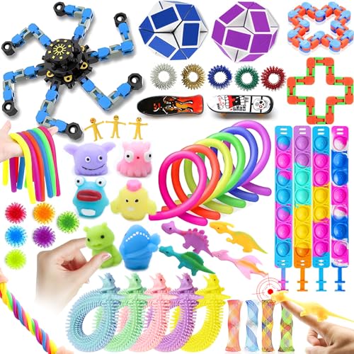 50-teiliges Fidget-Spielzeug-Set, sensorisches Spielzeug, Geschenk für Jungen und Mädchen, Stress-Angstlinderung, Quetschspielzeug für ADHS, Autismus, Autismus, Autist, Partytütenfüller von JUAUO