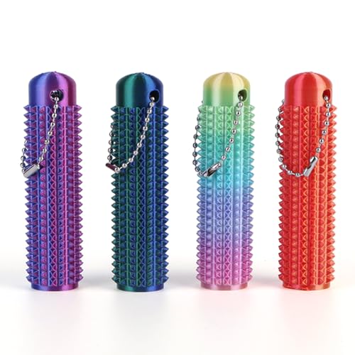 4 Stück Little Ouchies Angst-Spielzeuge, tragbare Quetsch-Spielzeuge, sensorisches Spielzeug zur Stresslinderung und Konzentration, Stacheliger Roller Fidget Schlüsselanhänger, Taschen-Geschenke(C) von JUCHRZEY