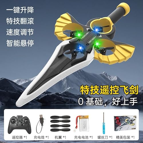 Fernsteuerbarer Fliegender Schwert, 36 cm RC Flugzeug, Leichter Flugzeuggleiter mit 360° Stunts, Schwert Flugzeug Spielzeug mit 3-Gang Stunt-Modus, Outdoor Geschenk for Jugendliche & (Modell 1) von JUCHRZEY