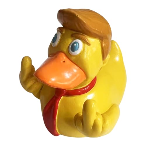 JUCHRZEY Donald Trump gelbe Entenpuppe, lustiges Entenspielzeug, niedliche kleine Trump-Ente, Dekor, Mittelfinger-Ente mit Ohrpflaster, Geschenk for Kinder und Erwachsene jeden Alters von JUCHRZEY