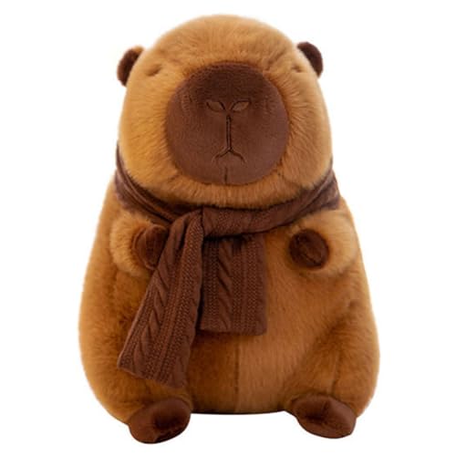 JUCHRZEY Fluffy Capybara Puppe, abnehmbarer Schal, Kawaii, Capybara, Simulation, weich, Capybara, für Kinder und Erwachsene, Thanksgiving-Geschenk von JUCHRZEY