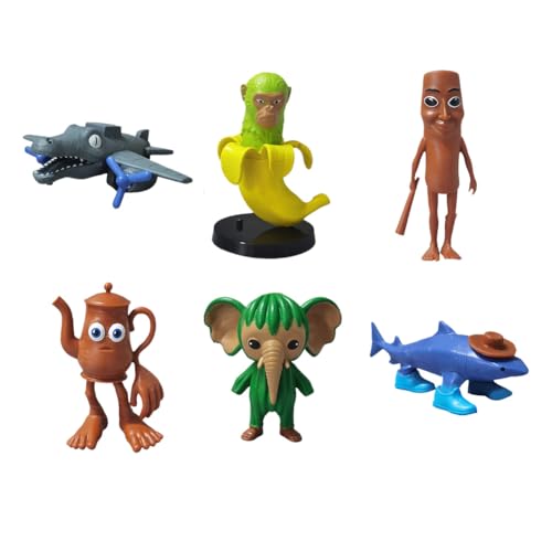 JUCHRZEY Tralalero Tralala Action Figure Set, 8 PCS Tung Tung Tung Sahur Figures Animals Dolls, Funny 3D Printed Desk Decor (6pcs) von JUCHRZEY