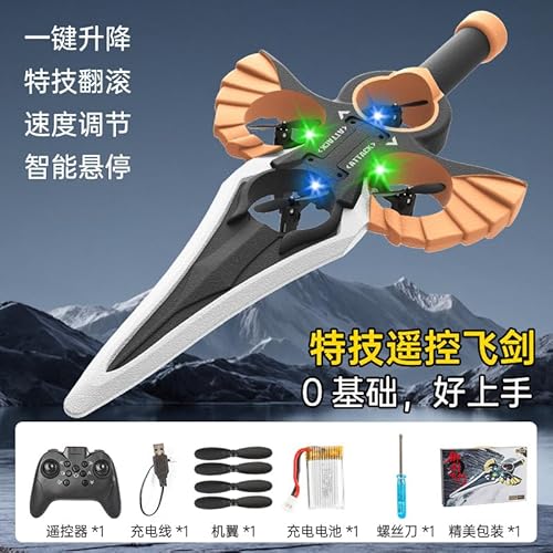 Remote Flying Sword, 36 cm ferngesteuertes Flugzeug, leichter RC Segelflieger mit 360° Stunts, Schwert fliegendes Flugzeugspielzeug mit 3-Gang-Stunt-Modus, Outdoor-Geschenk for Jugendliche (Style 2) von JUCHRZEY