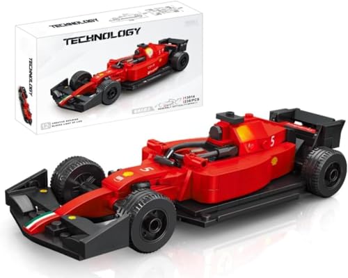 JUCYJULY Technik Sportwagen Bausteine Set für Ferrari F1 Formula, 238 Klemmbausteine Auto Bausatz Supersportwagen Modellbausatz, MOC Car Rennwagen Modellauto Spielzeug Geschenk Erwachsene Kinder (1) von JUCYJULY