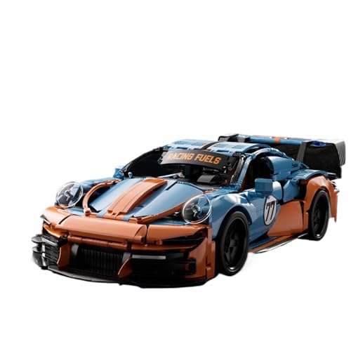 JUCYJULY Technik Sportwagen Bausteine Set für Porsche 911 Gulf Blue, 1680 Klemmbausteine Auto Bausatz Supersportwagen Modellbausatz, MOC Car Rennwagen Modellauto Spielzeug Geschenk Erwachsene Kinder von JUCYJULY