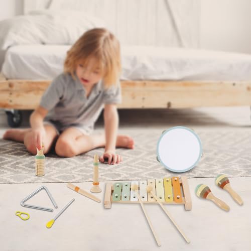Kleinkind-Musikinstrumente, Montessori-Musikinstrumente für Babys, holzspielzeug Trommel Xylophone, für Kinder Baby Musikspielzeug Montessori Spielzeug ab 3 Jahre (6 in 1) von JUDEMII