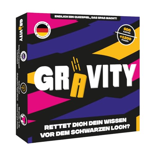 Gravity - Gesellschaftsspiel - Strategie und Wissensspiel - Quizspiel für Allgemeinwissen mit Freunden und Familie - Brettspiel für Erwachsene - 2 bis 8 Spieler von JUDUKU