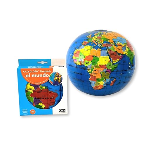 CALY Aufblasbarer Globus 30 cm - Lernen Sie durch Spielen, haltbarer Kunststoff, Spanisch (Politisch) von JUEGACONMIGO