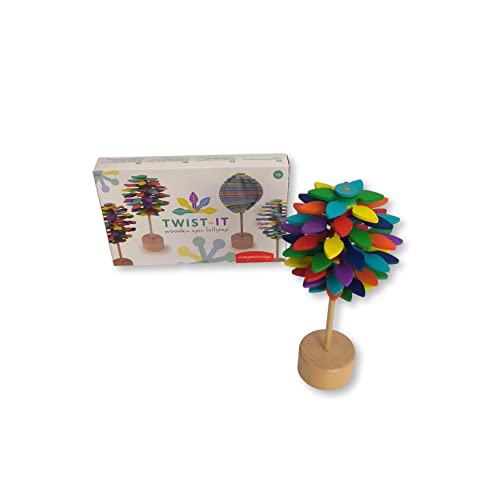 Juegaconmigo Twist-IT Spielzeug aus Holz, drehbar, bunt, Lutscherform, Anti-Stress-Dekoration, Wooden Spin Lollipop (Tree Rainbow) von JUEGACONMIGO