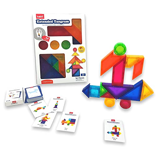 KEBO Tangram Magnetisches 3D-Bildungsspiel, Puzzle mit 7 Bausteinen und 54 Herausforderungen (Extended) von JUEGACONMIGO