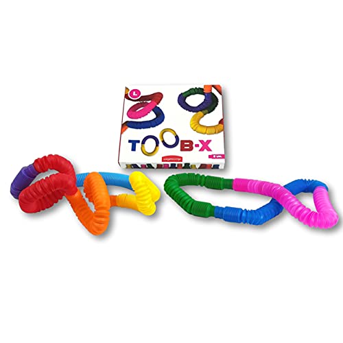TOOB-X Sensorisches Pop-Röhren-Spielzeug, buntes Stressabbau-Spielzeug, Fidget Pop Mehrfarbig, erweiterbare und anschließbare Röhren zwischen ihnen, 8 Stück (Größe L) von JUEGACONMIGO