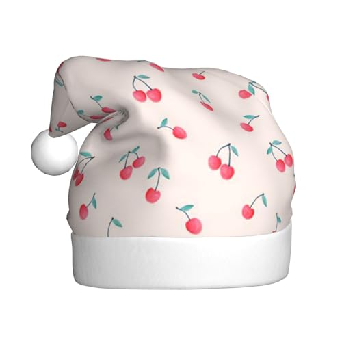 JUEXDEME Schöne süße Weihnachtsmütze mit roter Kirsche für Erwachsene, Feiertage, festliche Partys, Unisex, saisonale lustige Kopfbedeckung, das ultimative Winterwärme-Geschenk in leuchtendem Rot und von JUEXDEME