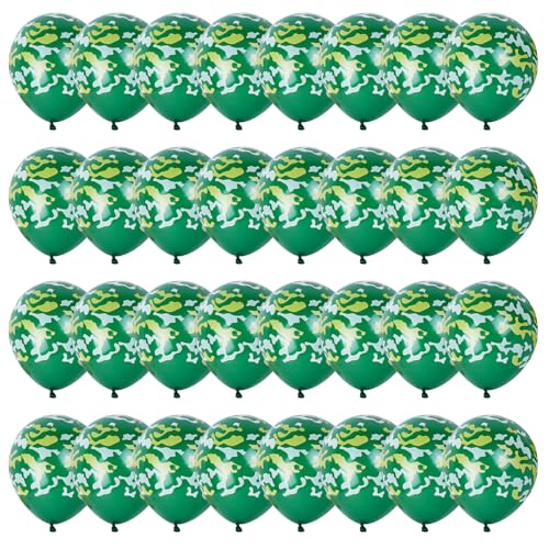 JUFYVO 36pcs Armee Militär Camouflage Party Ballon Geburtstag Party Dekoration Grün Militär Party Supplies Camping Dschungel Motto Party Dekorationen für Outdoor von JUFYVO