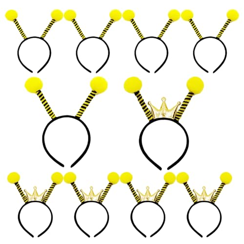 JUFYVO Bienen-Antennen-Stirnband, gelbe Pompom-Kopf-Bopper, niedliche Haarbänder, Bienenkostüm-Zubehör für Halloween, Cosplay, Gastgeschenke, 10 Stück JUFYVO Bienen-Antennen-Stirnband, gelbe Pompom-Kopf-Bopper, niedliche Haarbänder, Bienenkostüm-Zubehör für Halloween, Cosplay, Gastgeschenke, 10 Stück von JUFYVO