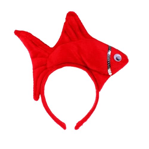JUFYVO Fisch-Stirnband, Tierkostüm, Stirnband, Zubehör, Damenmode, Stirnbänder, Fischkostüm-Zubehör für Kinder, Erwachsene, Rot von JUFYVO
