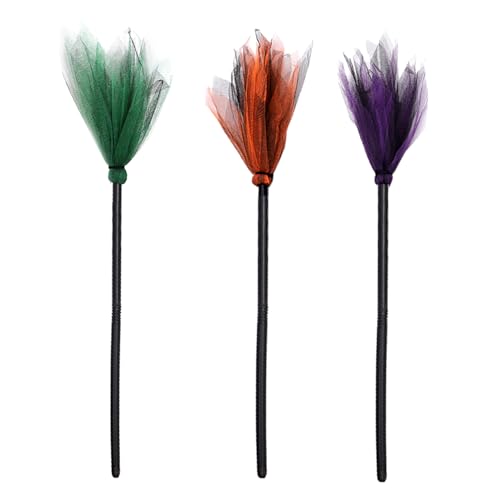 JUFYVO Halloween-Hexenbesen, Hexenbesen, Zauberer, Besen, Halloween-Kostüm, Maskerade, Cosplay, Kostüm-Requisiten für Kinder und Erwachsene (3 Farben) von JUFYVO