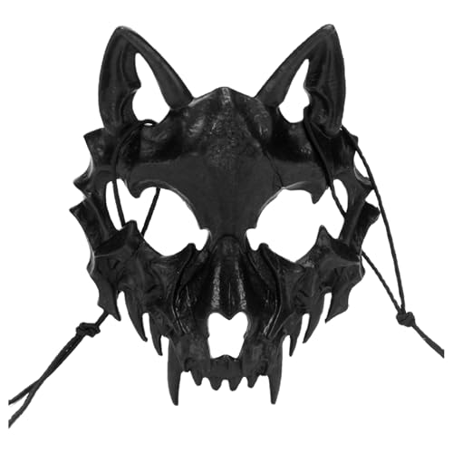 JUFYVO Halloween Skelett Maske Gruselige Werwolf Halbschädel Maske Tiermasken Halloween Spukhaus Requisiten für Maskerade Cosplay (Wolf) von JUFYVO
