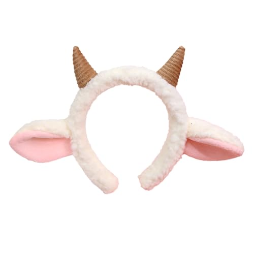 JUFYVO Schafsohren und Hörner Stirnband Ziegenohren Niedliches Stirnband Flauschiges Tierhaarband Lammohren Kopfbedeckung für Halloween Cosplay JUFYVO Schafsohren und Hörner Stirnband Ziegenohren Niedliches Stirnband Flauschiges Tierhaarband Lammohren Kopfbedeckung für Halloween Cosplay von JUFYVO