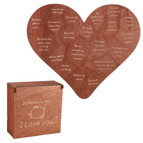 Romantisches Geschenk Holz Herz Puzzle, Liebesbotschaften Puzzle Boards mit Holz Aufbewahrungsbox Paar Geschenk für Valentinstag Romantische Valentinstag Antrag Verlobung Hochzeit Romantisches Geschenk Holz Herz Puzzle, Liebesbotschaften Puzzle Boards mit Holz Aufbewahrungsbox Paar Geschenk für Valentinstag Romantische Valentinstag Antrag Verlobung Hochzeit von JUGCUT