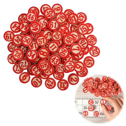 JUGNAW Set mit Zahlen für neapolitanisches Bingo, aus Holz, 90 Stück, Durchmesser 1,7 cm, ideal für Gesellschaftsspiele, langlebiges Zubehör und Ersatzteile von JUGNAW