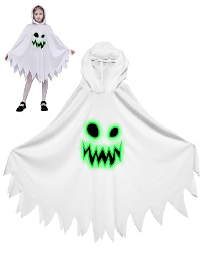JUKOTA 1 Stück Geister Kostüm Kinder, Gespenst für Mädchen Jungen Baby Kleinkinder, Halloween Kinder Geist Kostüm, Weiß, mit Kapuze(S) von JUKOTA