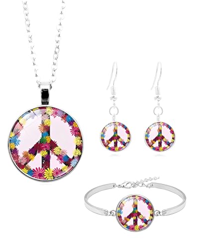 JUKOTA Hippie Kostüm Set,3 Stück Hippie-Kleidungszubehör für Damen,Hawaiian Blumen Accessoires,60er 70er Jahre Hippie Kostüm Zubehör,Peace Zeichen Halskette Ohrringe Armband für Halloween,Karneval JUKOTA Hippie Kostüm Set,3 Stück Hippie-Kleidungszubehör für Damen,Hawaiian Blumen Accessoires,60er 70er Jahre Hippie Kostüm Zubehör,Peace Zeichen Halskette Ohrringe Armband für Halloween,Karneval von JUKOTA