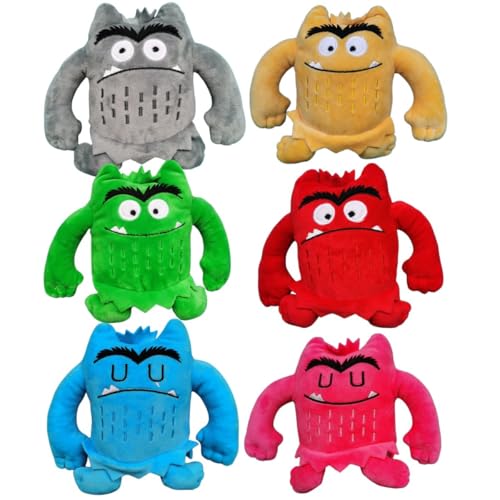 JULAN Farbenmonster Plüschtiere, 6er-Set, Weiche Kuscheltiere für Kinder, 80-100 cm, Bunte Monster Plüschpuppen von JULAN