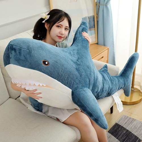 JULAN Riesiges Hai Plüschtier, 80–100 cm weiches Plüsch-Hai-Spielzeug,Stofftier Kissen Hais-Stofftier Dekokissen für Kinderzimmer Dekoration Bettzeitgeschenk (99cm) von JULAN