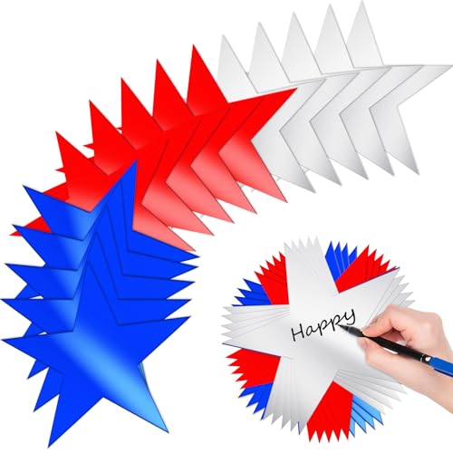 70 Stück leuchtend glitzernde doppelt bedruckte Sterne, Ausschnitte, rot, weiß und blau, Papiersterne, Dekorationen für Pinnwand, Klassenzimmer, Wand, Party, handgefertigte Banner, Dekoration von JULBEAR