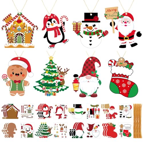 JULBEAR 26 Stück Weihnachten Bastelset für Kinder, Sticker Aufkleber Kunsthandwerk zum Basteln DIY Mix&Match Kreativsets Weihnachtsbaum Winter Neujahr von JULBEAR