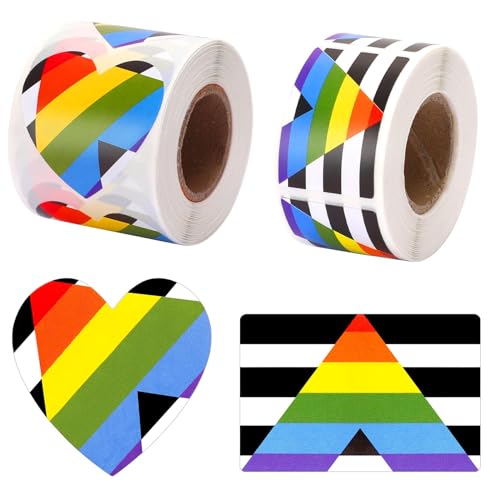 JULBEAR Pride Sticker, 600 Stück LGBT Herzform Etiketten Rolle Regenbogenflagge Aufkleber 2 Rolle Gay Pride Aufkleber Regenbogen Sticker Selbstklebende Heart Sticker für Pride Parades JULBEAR Pride Sticker, 600 Stück LGBT Herzform Etiketten Rolle Regenbogenflagge Aufkleber 2 Rolle Gay Pride Aufkleber Regenbogen Sticker Selbstklebende Heart Sticker für Pride Parades von JULBEAR