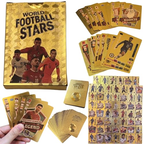 Fußball-Star-Karten, Goldfolie, 2025 Champions Premier League, Sammelkarten, Euro-Fußballkarten, Top-Karte für Fans und Sammler, 55 Stück Fußball-Star-Karten, Goldfolie, 2025 Champions Premier League, Sammelkarten, Euro-Fußballkarten, Top-Karte für Fans und Sammler, 55 Stück von JULI