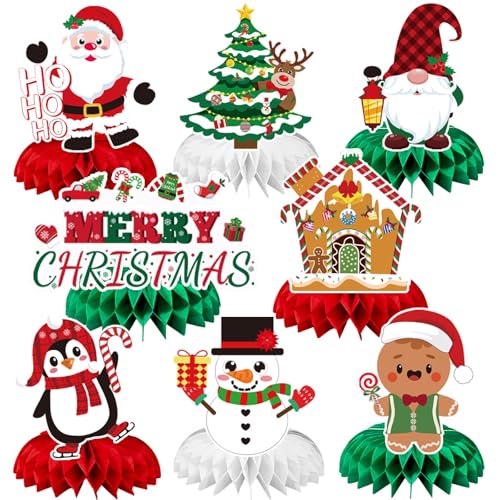 JULMELON Weihnachten Deko, 8 Stück Weihnachten Tischdeko 3D Weihnachten Waben Mittelstücke Weihnachtsmann Schneemann Tischdeko Weihnachts Deko für Weihnachtsparty JULMELON Weihnachten Deko, 8 Stück Weihnachten Tischdeko 3D Weihnachten Waben Mittelstücke Weihnachtsmann Schneemann Tischdeko Weihnachts Deko für Weihnachtsparty von JULMELON