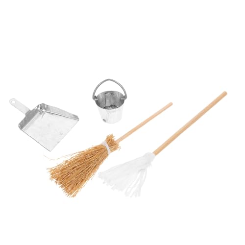 JUMPLAWN 1 Satz Besen Dustpan Model Kleine Hausdekor-kehrschaufel Mini-eimerfiguren-Requisiten Puppenhauszubehör Eimer-Modelle Mopp- Mini-hausdekor-Accessoires Eisen von JUMPLAWN