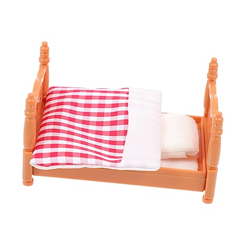 JUMPLAWN 1satz Mini Bett Modell Für Puppenhaus Realistisches Design Adorable Mini Möbel Für Schlafzimmer Szenen Spielzeug Für Farbton von JUMPLAWN