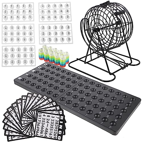 JUMPLAWN 1 Satz Bingo Spielset für Partys Amerikanisches Tischspiel mit Kugelrolle Karten und Chips für Pub Spiele und Schulaktivitäten Unterhaltsame Beschäftigung für Erwachsene von JUMPLAWN