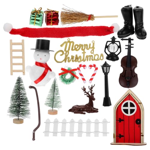 JUMPLAWN 1 Satz Elf Doll House Puppe Häuser Zubehör weihnachtliche Miniaturfiguren Miniatur-Ornament-Kit für Weihnachten Mini-Türdekor Miniaturen Plastik von JUMPLAWN