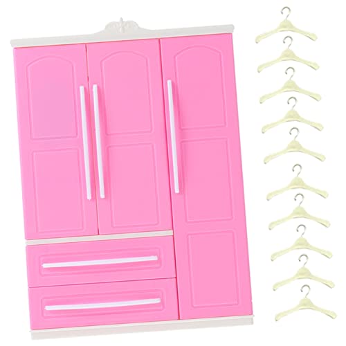 JUMPLAWN 1 Satz Mini-Kleider Schrank Simulationsschlafzimmer Kartonstuhlgarderobe Puppenhaus Kleiderständer Für Puppen Kleidung Realistische Babypuppe Miniatur Rosy Plastik von JUMPLAWN