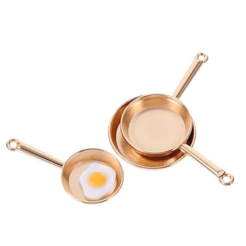 JUMPLAWN 1 Satz Mini -Pan - spaß bastelzeug handwerkskunst Puppenhausdekoration handystativ Zubehör klein Miniatur-Kochgeschirr- Mini-Kochgeschirr für Herdplatten Eisen Golden von JUMPLAWN