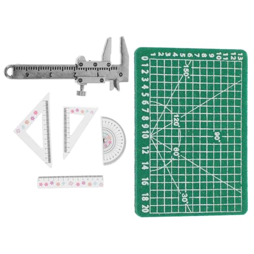 JUMPLAWN 1 Satz Mini-messschieber Puppenhaus Zubehör Deko Simulationslineal Und Matte Mini-lineal Mini-hausbedarf Kleines Lineal Und Matte Zubehör Für Mini-rucksäcke Plastik von JUMPLAWN