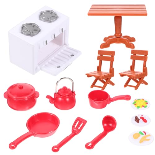 JUMPLAWN 1 Satz Puppenhaus-Spielzeugset küchenutensilien küchengeräte mini backofen Mini-Stühle puppenhaus mini möbel Miniaturofen Mini-Hausschmuck Mini-Hausbedarf Plastik von JUMPLAWN