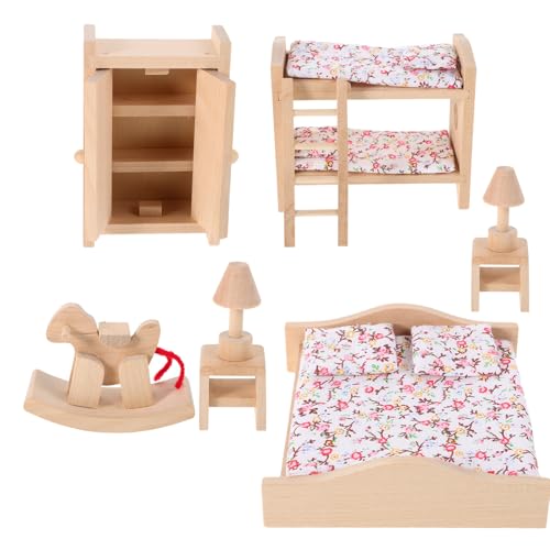 JUMPLAWN 1 Satz Satz Spielzeugset für Mini-Puppenhausmöbel Mini-Puppenhauszubehör Puppenhaus-Miniaturen Miniaturmöbel Puppenstubenmöbel Puppenzubehör Holz Khaki von JUMPLAWN