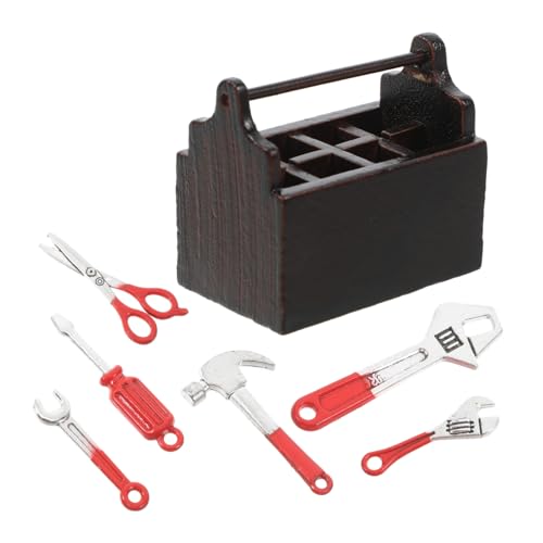 JUMPLAWN 1 Satz kleine Werkzeugkiste Miniaturhaus Kit Miniatur reparierter Bausatz Werkzeugset für Zuhause Mini- -Bausatz DIY Mini Werkzeugkasten Mini-Toolkit Holz von JUMPLAWN