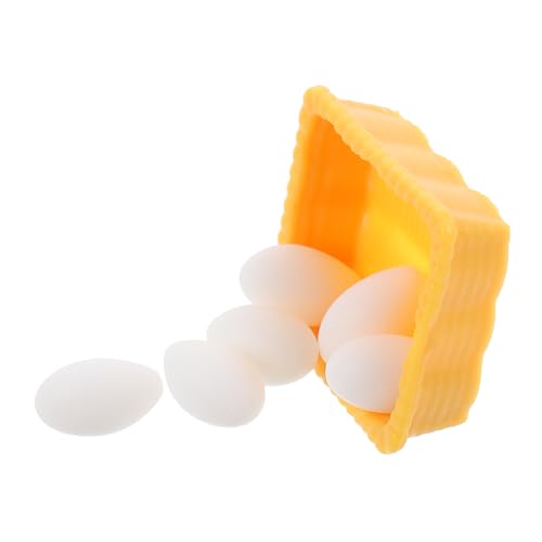 JUMPLAWN 1satz Miniatur Eier Modell Mit Korb Dekorative Mini Eier Für Puppenhaus Und Mikro Landschafts-Dekoration Als Fotorequisiten Oder -dekorationszubehör von JUMPLAWN