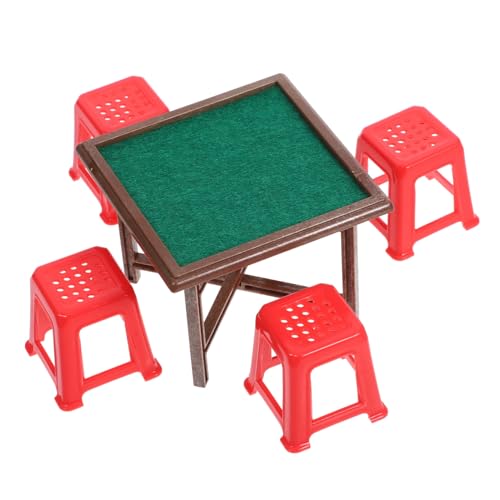 JUMPLAWN 1 Set Mini Mahjong Tisch Und Stuhl Winzig Für Puppenhaus Zuhause Miniatur Puppenhaus Zubehör Für Den Innenbereich Puppenhaus Möbel Dekoration Puppenhaus Layout von JUMPLAWN