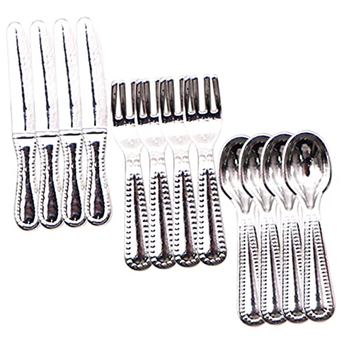 JUMPLAWN 1 Set Mini Messer Und Löffel Rollenspiel Küchenzubehör Rollenspiel Mini Zubehör Kinderspielzeug Mini Miniatur Kinderspielzeug Silberlegierung von JUMPLAWN